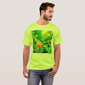 Oranje Flower Bokeh Sunny T-shirt (Voorkant volledig)