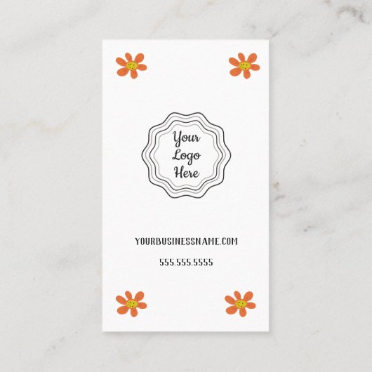 Oranje Flower Discount Kaart Kortingskaartje (Achterkant)