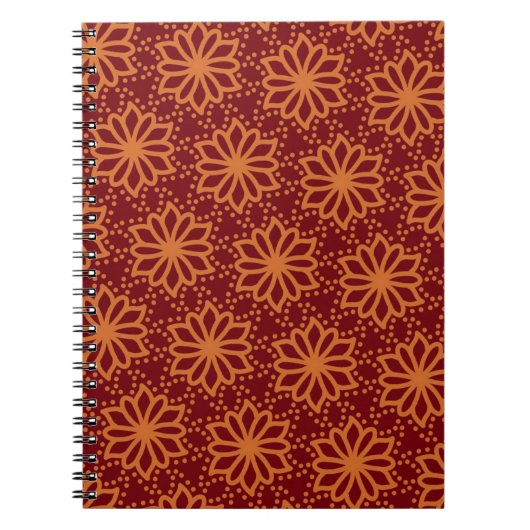 Oranje Flower Hand-Drawn Pattern Notitieboek (Voorkant)