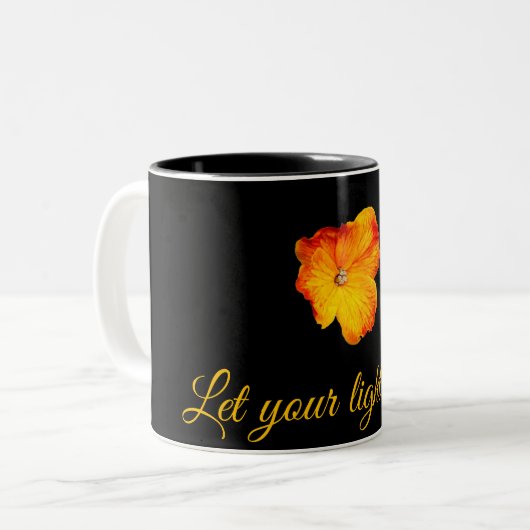 Oranje Flower Mok – gepersonaliseerde Coffee Cup G (Voorkant links)