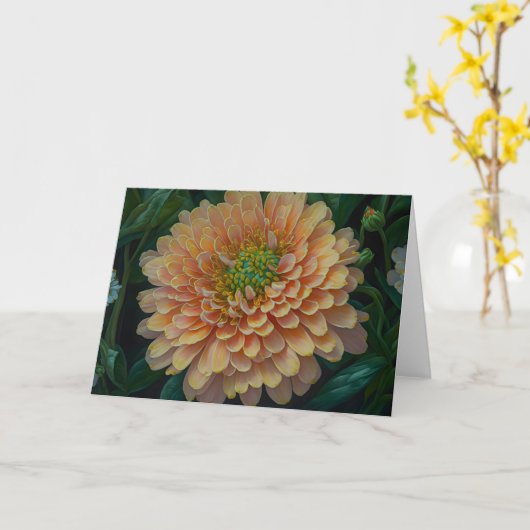 Oranje Flower Mum Art Note Kaart (Gele Bloem)