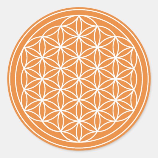 Oranje Flower of Life Sticker (Voorkant)