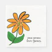 Oranje Flower Spread Happiness Paper Servet (Voorkant)
