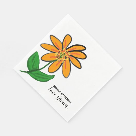 Oranje Flower Spread Happiness Paper Servet (Hoek)