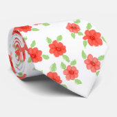 Oranje Flowered Designer Stropdas (Opgerold)