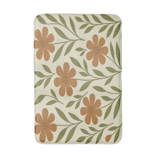 Oranje Flowers Bath Mat (Voorkant Verticaal)