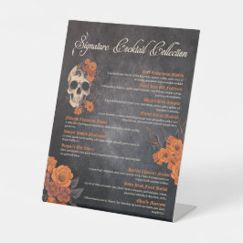 Oranje Flowers Elegant Cocktail Menu Reclamebord Met Voetstuk