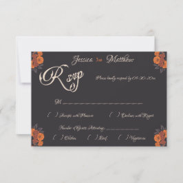 Oranje Flowers Elegant Formele RSVP-kaart RSVP Kaartje