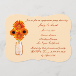 Oranje Flowers Mason Jar Verlovingsfeest Uitnodige Kaart