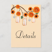 Oranje Flowers Mason Jars Wedding Details Informatiekaartje (Voorkant)