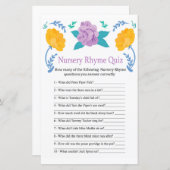 Oranje Flowers Nursery Rhyme Quiz baby shower game (Voorkant / Achterkant)