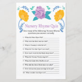 Oranje Flowers Nursery Rhyme Quiz baby shower game (Voorkant)