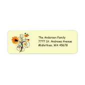 Oranje Flowers Return Address Label (Voorkant)