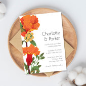 Oranje Flowers Trouwuitnodiging Kaart