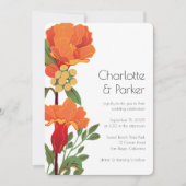 Oranje Flowers Trouwuitnodiging Kaart (Voorkant)