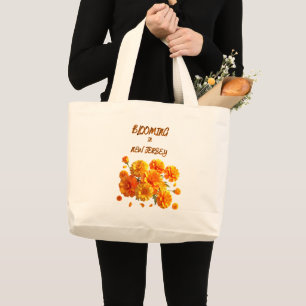 ORANJE FLUITENBLOEM NATUURLIJKE LENTE WINKELEN GROTE TOTE BAG