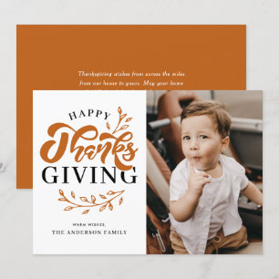 Oranje Foliage Krans Foto Happy Thanksgiving Feestdagenkaart