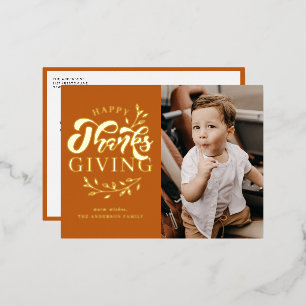 Oranje Foliage Krans Foto Happy Thanksgiving Folie Feestdagen Briefkaart