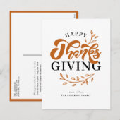 Oranje Foliage Krans Happy Thanksgiving Feestdagenkaart (Voorkant / Achterkant)