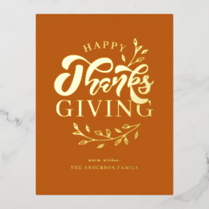 Oranje Foliage Krans Happy Thanksgiving Folie Feestdagen Briefkaart