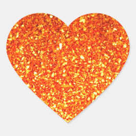 Oranje fonkelende glitter hart sticker