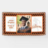 Oranje Football thema foto Afstuderen Spandoek (Horizontaal)