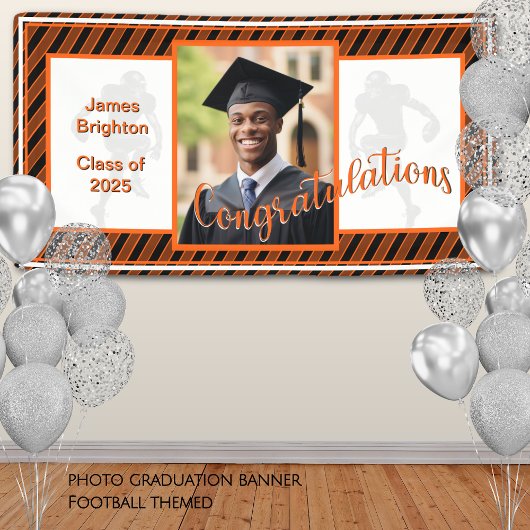 Oranje Football thema foto Afstuderen Spandoek