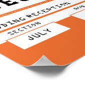 Oranje Football Ticket Bruiloft Gastenboek Teken Poster (Hoek)