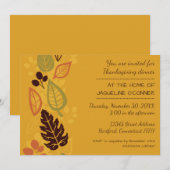 Oranje formale bladeren - Thanksgiving uitnodigen Kaart (Voorkant / Achterkant)