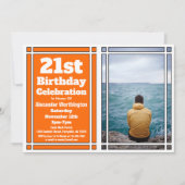 Oranje Foto 21st Birthday Party Invitation Kaart (Voorkant)