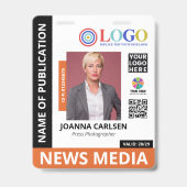Oranje foto & 3 logo QR-code pers-ID Badge (Voorzijde)