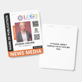 Oranje foto & 3 logo QR-code pers-ID Badge (Voor- en achterkant)