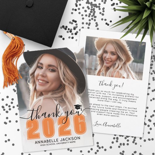 Oranje Foto Afstuderen Bedankkaart