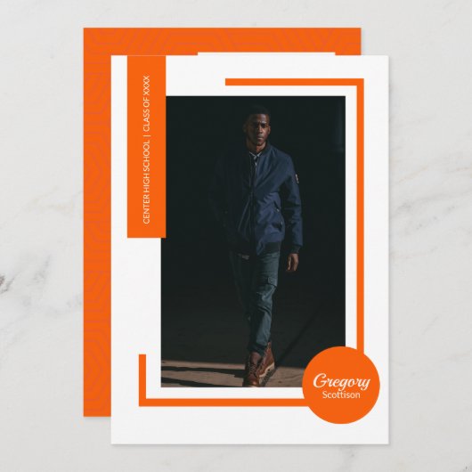 Oranje Foto Afstuderen Modern (Voorkant / Achterkant)