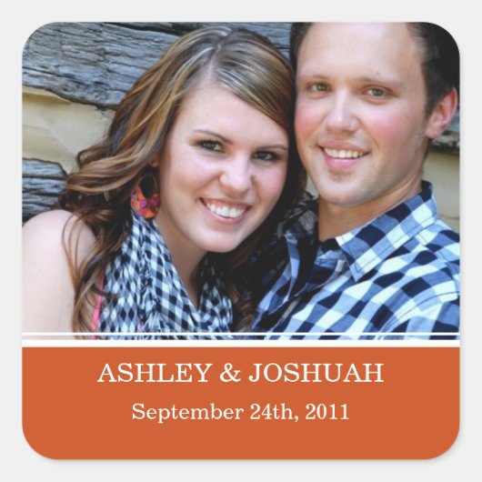 Oranje foto Bewaar de datum Stickers (Voorkant)