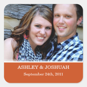 Oranje foto Bewaar de datum Stickers