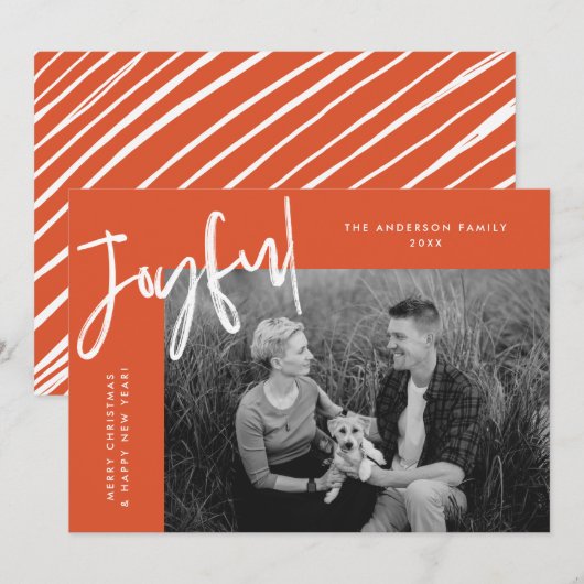 Oranje foto gewoon leuk feestdagenkaart (Voorkant / Achterkant)