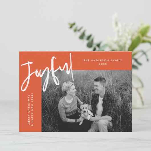 Oranje foto gewoon leuk feestdagenkaart (Staand voorkant)