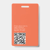 Oranje foto-ID-badge met QR-code Badge (Achterkant)
