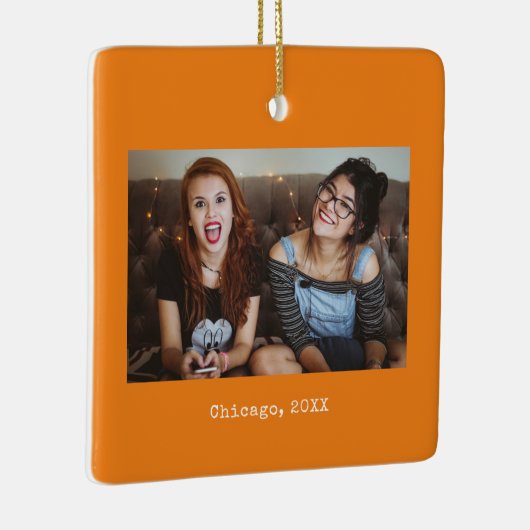 Oranje foto Keepsake Christmas Keramisch Ornament (Rechts)