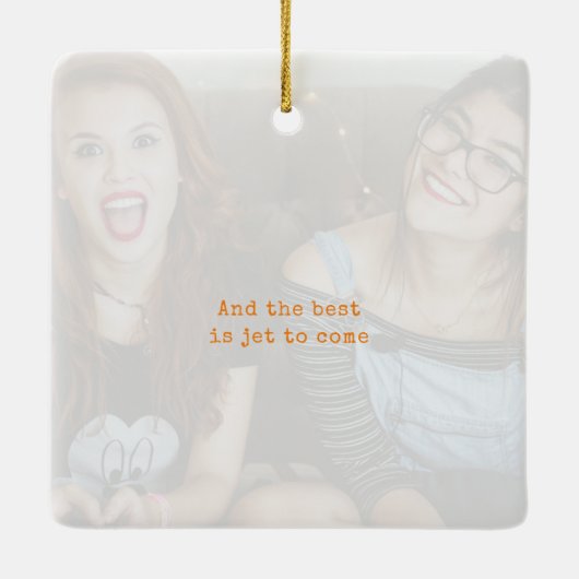 Oranje foto Keepsake Christmas Keramisch Ornament (Achterkant)