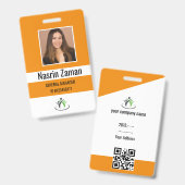 Oranje | Foto Personeelslogo of QR CODE Beveiligin Badge (Voor- en achterkant)