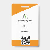Oranje | Foto Personeelslogo of QR CODE Beveiligin Badge (Achterkant)