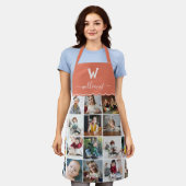 Oranje fotocollage monogrammen schort (Gedragen)