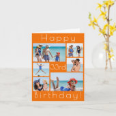 Oranje Fotocollage Verjaardag Kaart – Custom Age G (Gele Bloem)