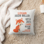Oranje Fox Birth Announcement Nursery Pillow Kussen (Deken)
