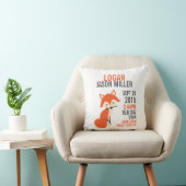 Oranje Fox Birth Announcement Nursery Pillow Kussen (Stoel)