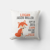Oranje Fox Birth Announcement Nursery Pillow Kussen (Voorkant)