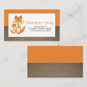 Oranje Fox Burlap Baby shower Gift Registry Informatiekaartje (Voorkant / Achterkant)