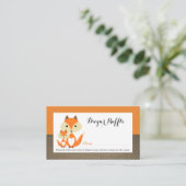 Oranje Fox Burlap Baby shower Luier Raffle Ticket Informatiekaartje (Staand voorkant)